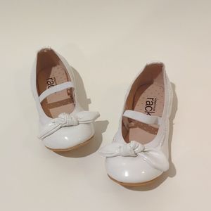 Patent Leather White Ballet Flats with Bow Toddler Size 8